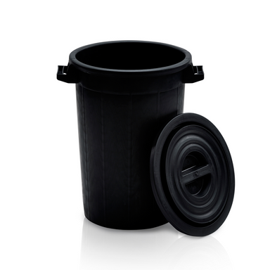 Plastikowy pojemnik z pokrywką, 100 l, regranulat, czarny