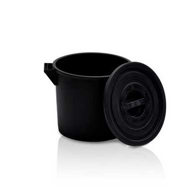 Plastikowy pojemnik z pokrywką, 35 l, regranulat, czarny