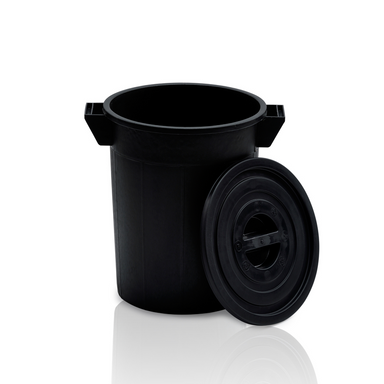 Plastikowy pojemnik z pokrywką, 50 l, regranulat, czarny