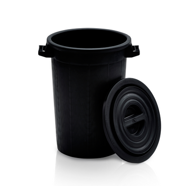 Plastikowy pojemnik z pokrywką, 75 l, regranulat, czarny
