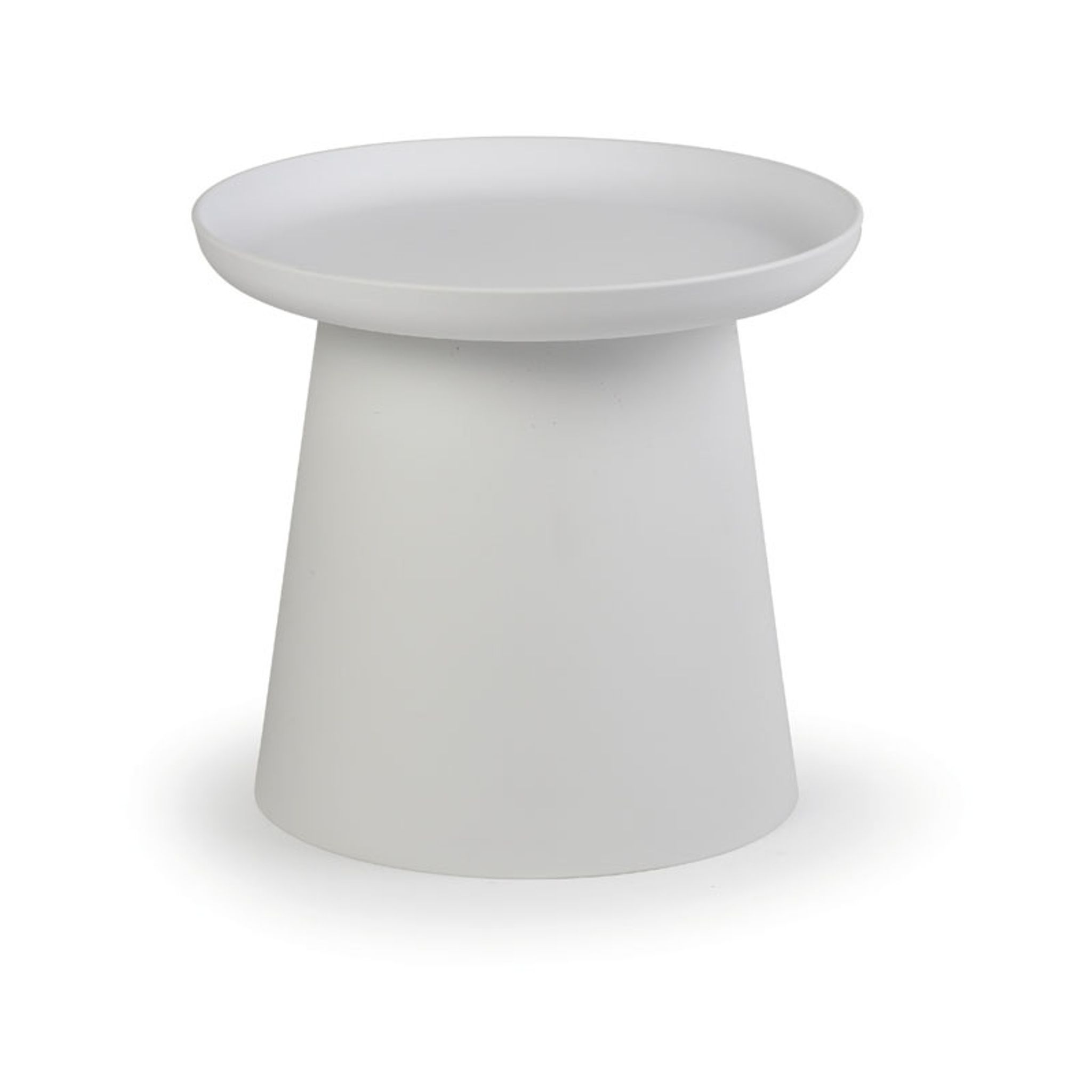 Plastikowy stolik kawowy FUNGO, średnica 500 mm, biały