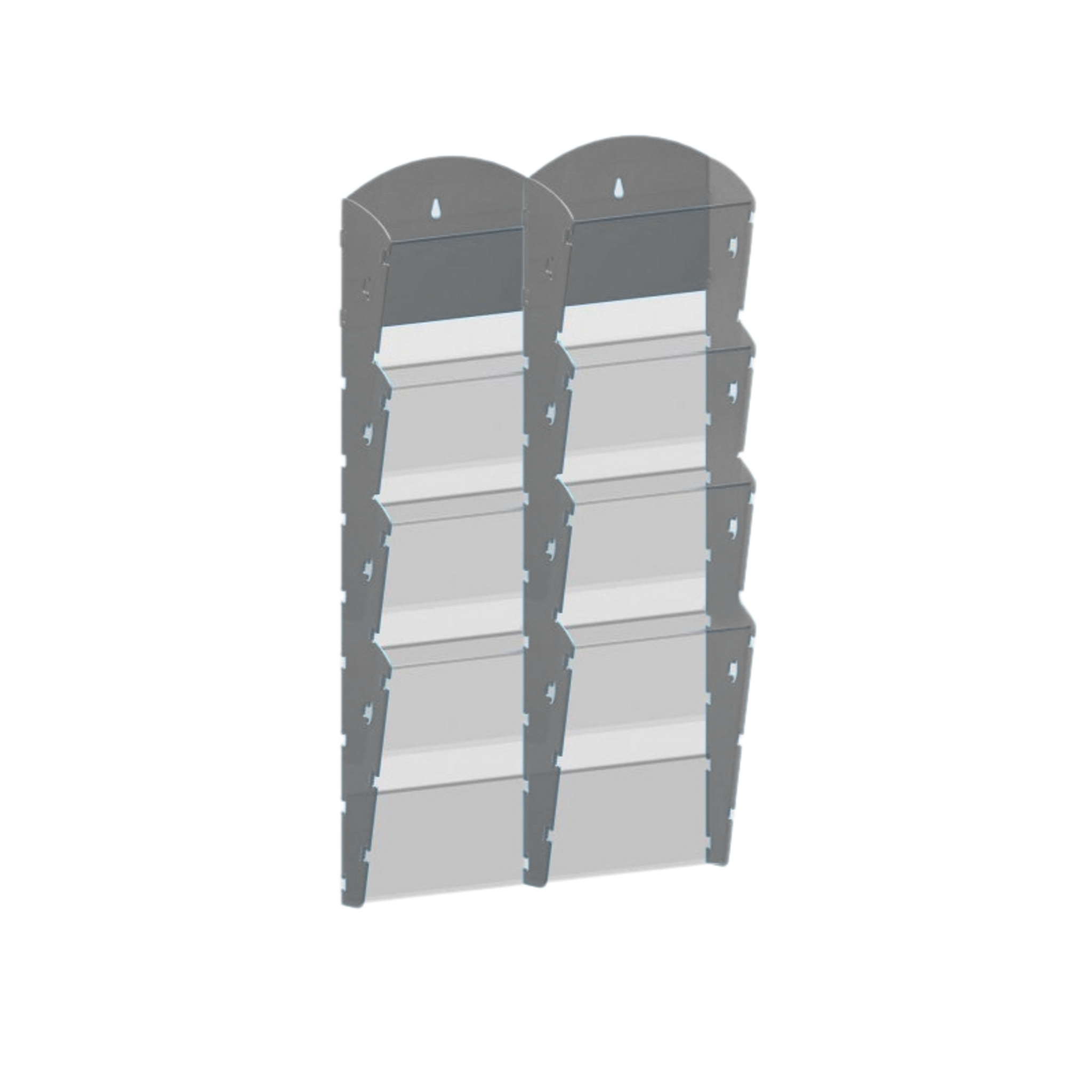 Plastikowy uchwyt ścienny na ulotki - 2x4 A4, szary