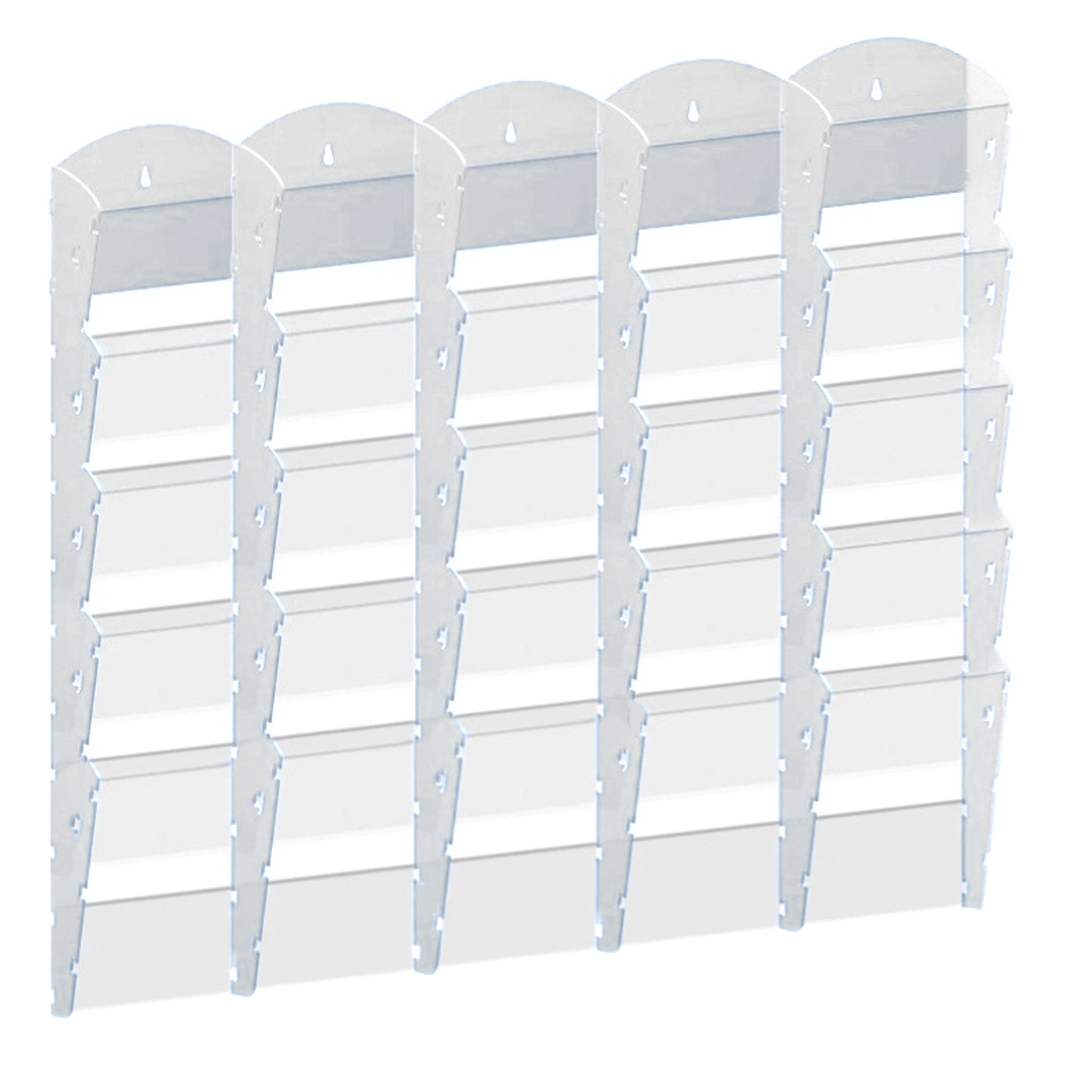 Plastikowy uchwyt ścienny na ulotki - 5x5 A4, biały