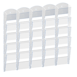 Plastikowy uchwyt ścienny na ulotki - 5x5 A4, biały