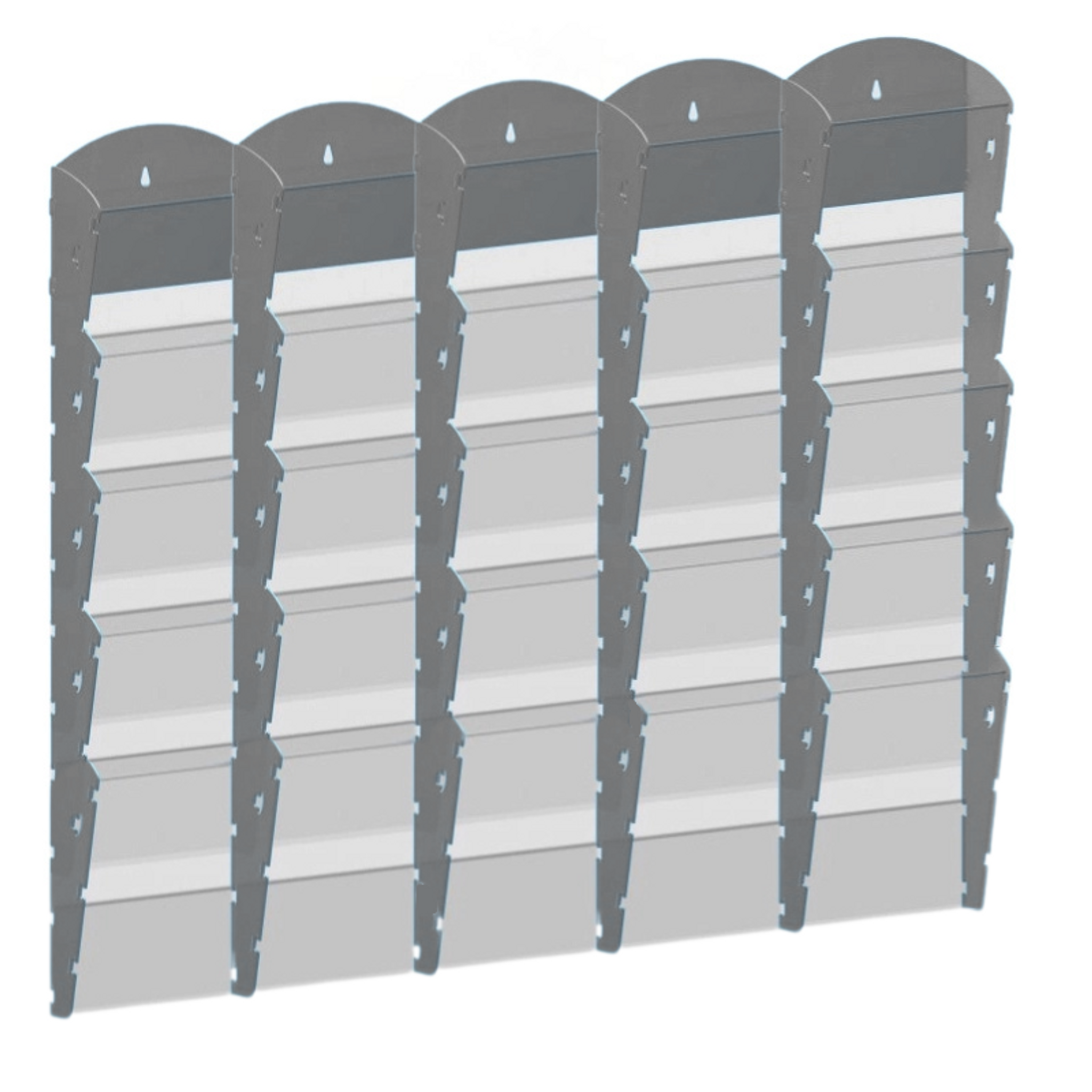 Plastikowy uchwyt ścienny na ulotki - 5x5 A4, szary