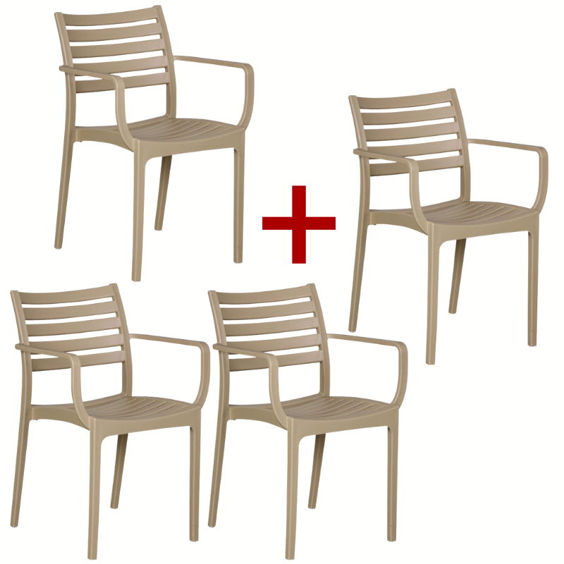 Fotografia produktu: Plastová bistro stolička SLENDER, béžová, 3+1 ZADARMO