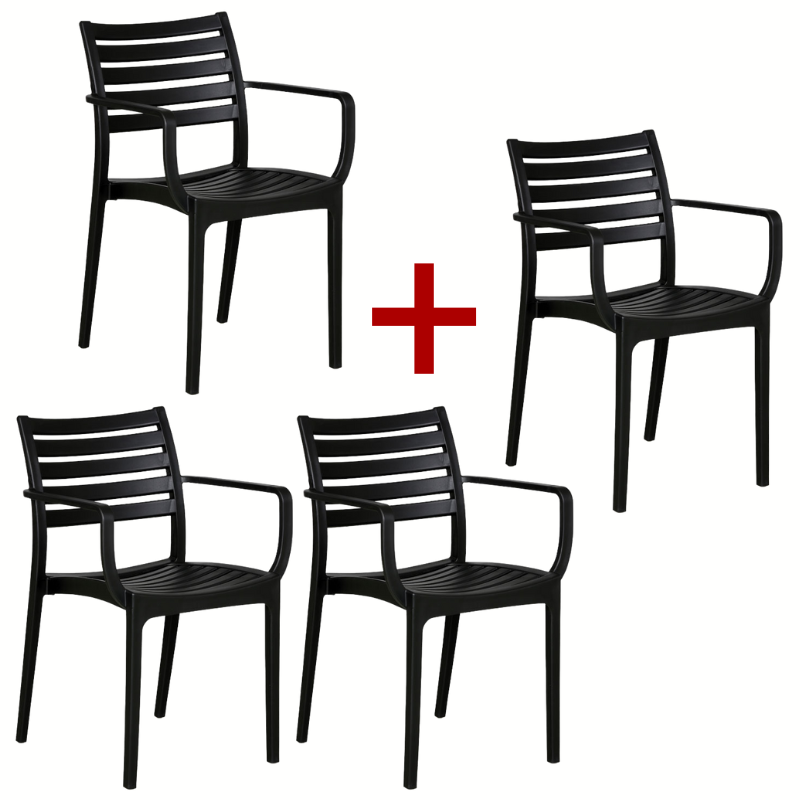 Fotografia produktu: Plastová bistro stolička SLENDER, čierna, 3+1 ZADARMO