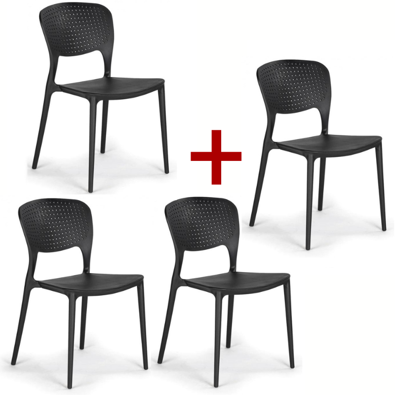 Fotografia produktu: Plastová jedálenská stolička EASY II 3+1 ZADARMO, čierna