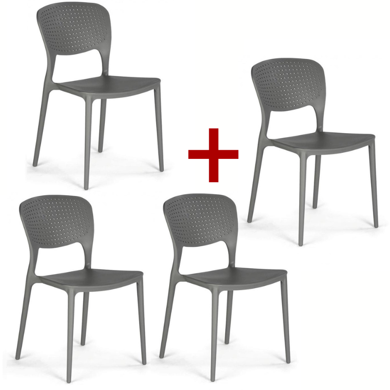 Fotografia produktu: Plastová jedálenská stolička EASY II 3+1 ZADARMO, sivá
