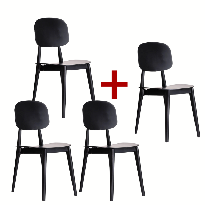 Fotografia produktu: Plastová jedálenská stolička SIMPLY 3+1 ZADARMO, čierna