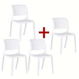 Plastová jídelní židle NELA 3+1 ZDARMA, bílá