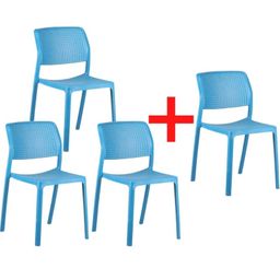 Plastová jídelní židle NELA 3+1 ZDARMA, modrá