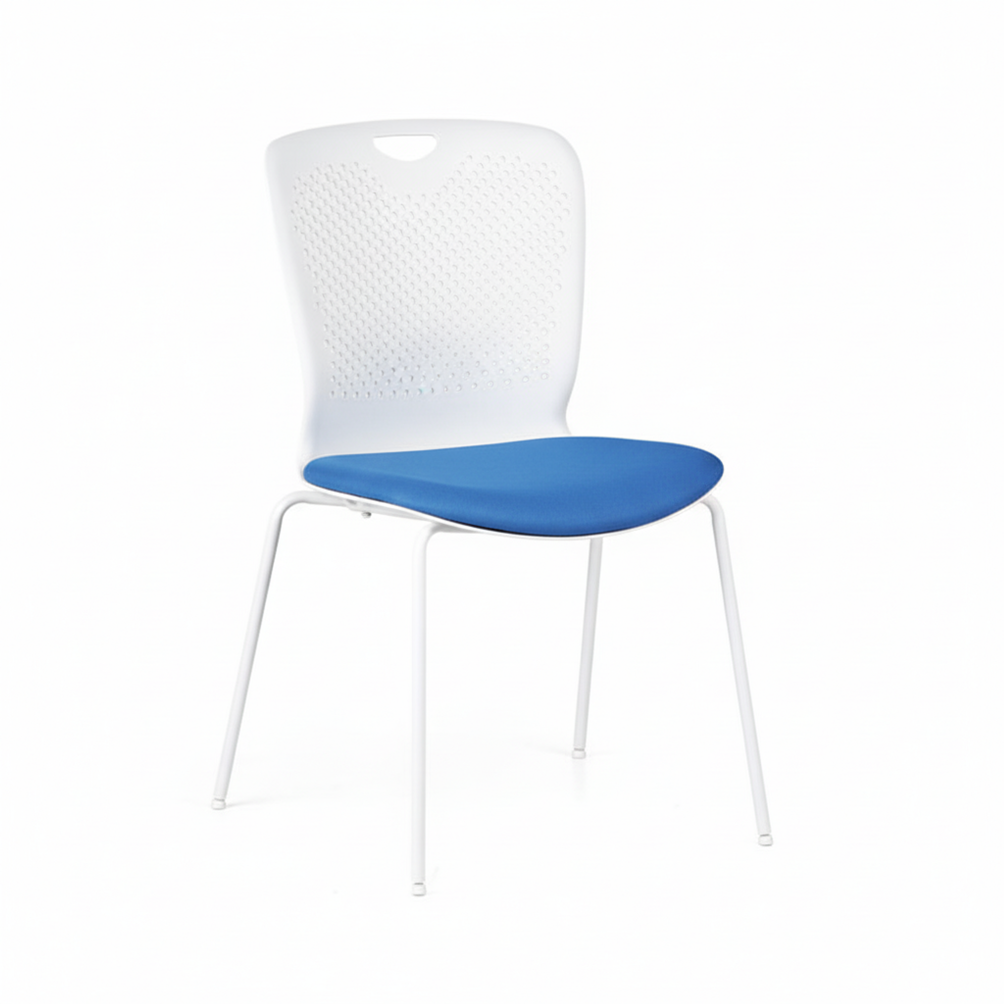 Plastová konferenčná stolička OPEN, biela/modrá