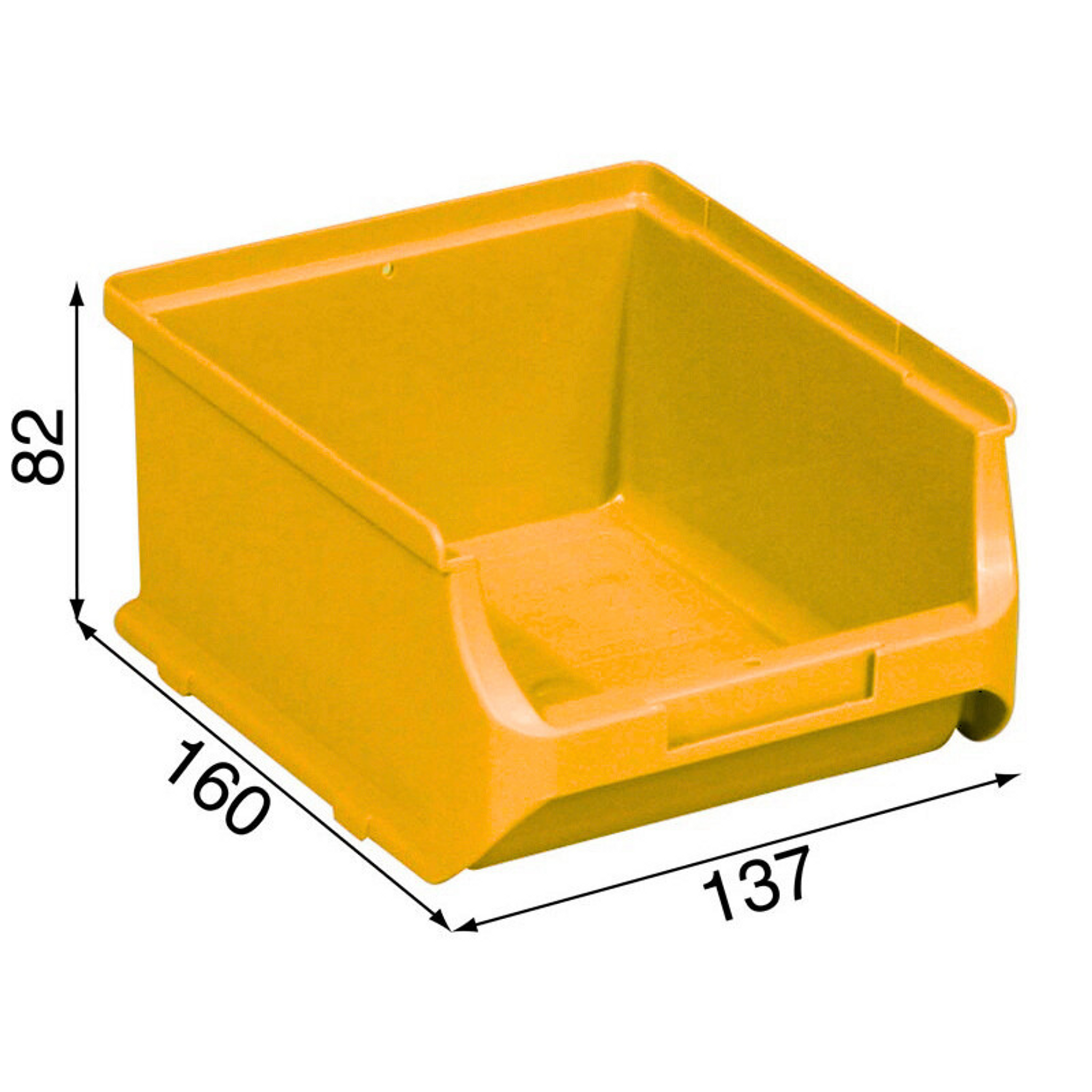 Plastové boxy PLUS 2B, 137 x 160 x 82 mm, žluté, 20 ks