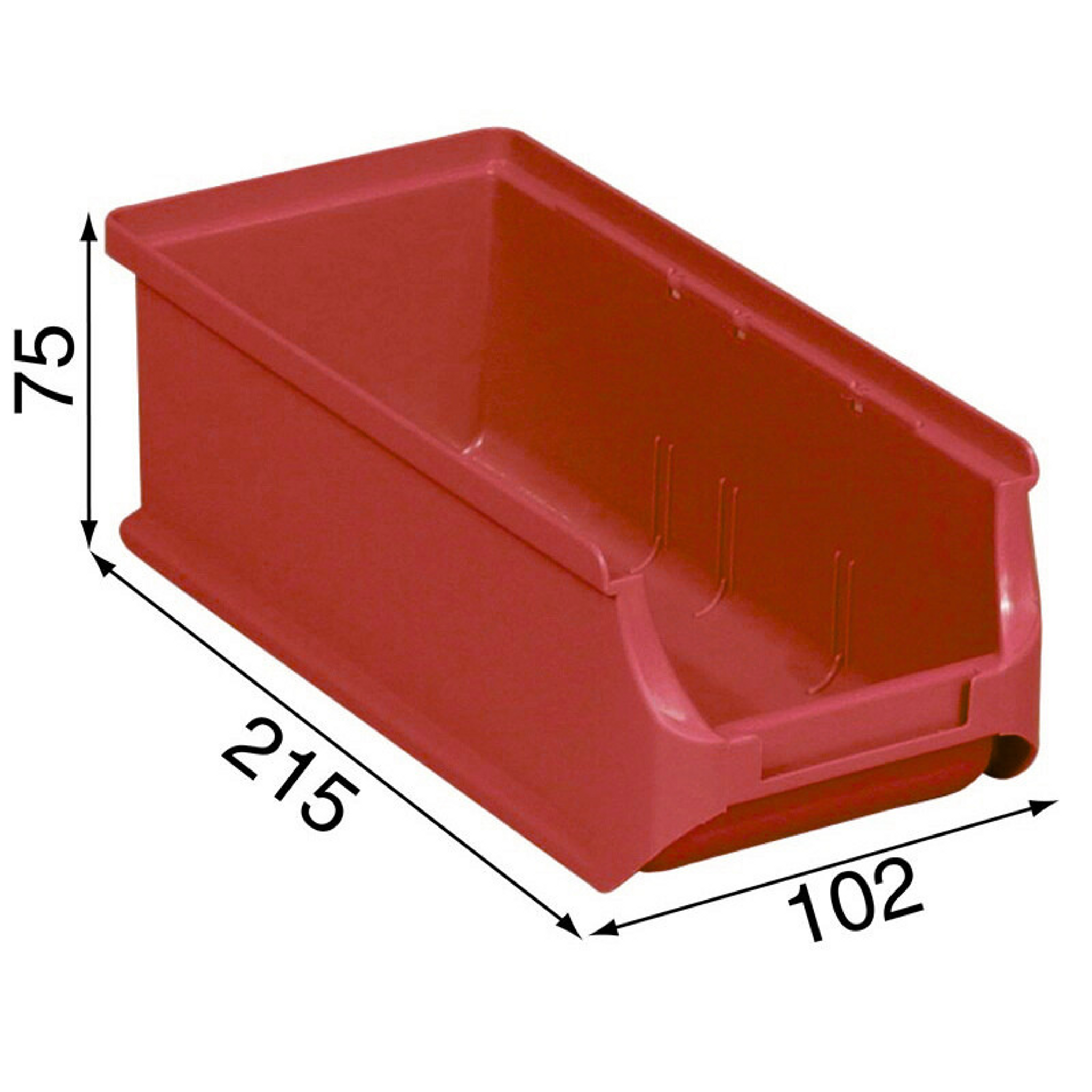 Plastové boxy PLUS 2L, 102 x 215 x 75 mm, červené, 20 ks