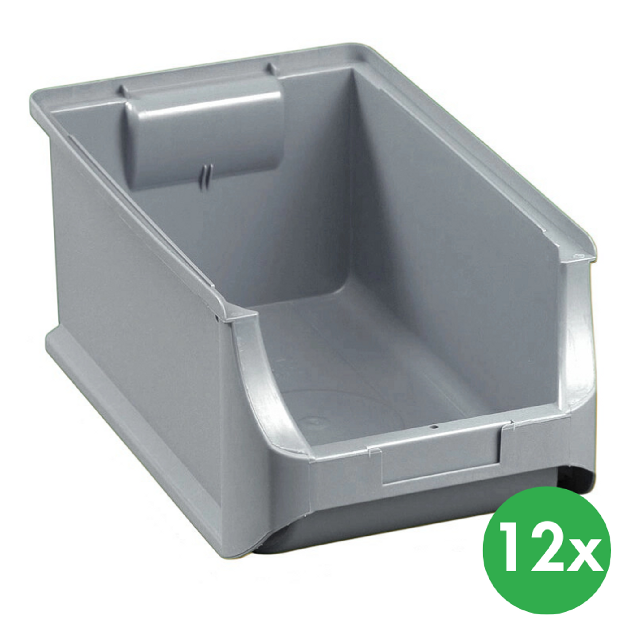 Plastové boxy PLUS 4, 205 x 355 x 150 mm, šedé, 12 ks