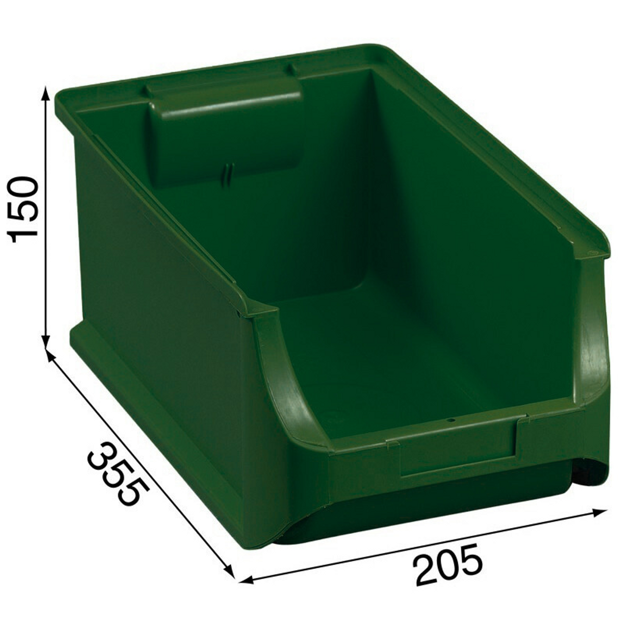 Plastové boxy PLUS 4, 205 x 355 x 150 mm, zelené, 12 ks