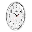 Plastové hodiny biele/lesklé strieborné PRIM Radio ∅ 292 × 48 mm