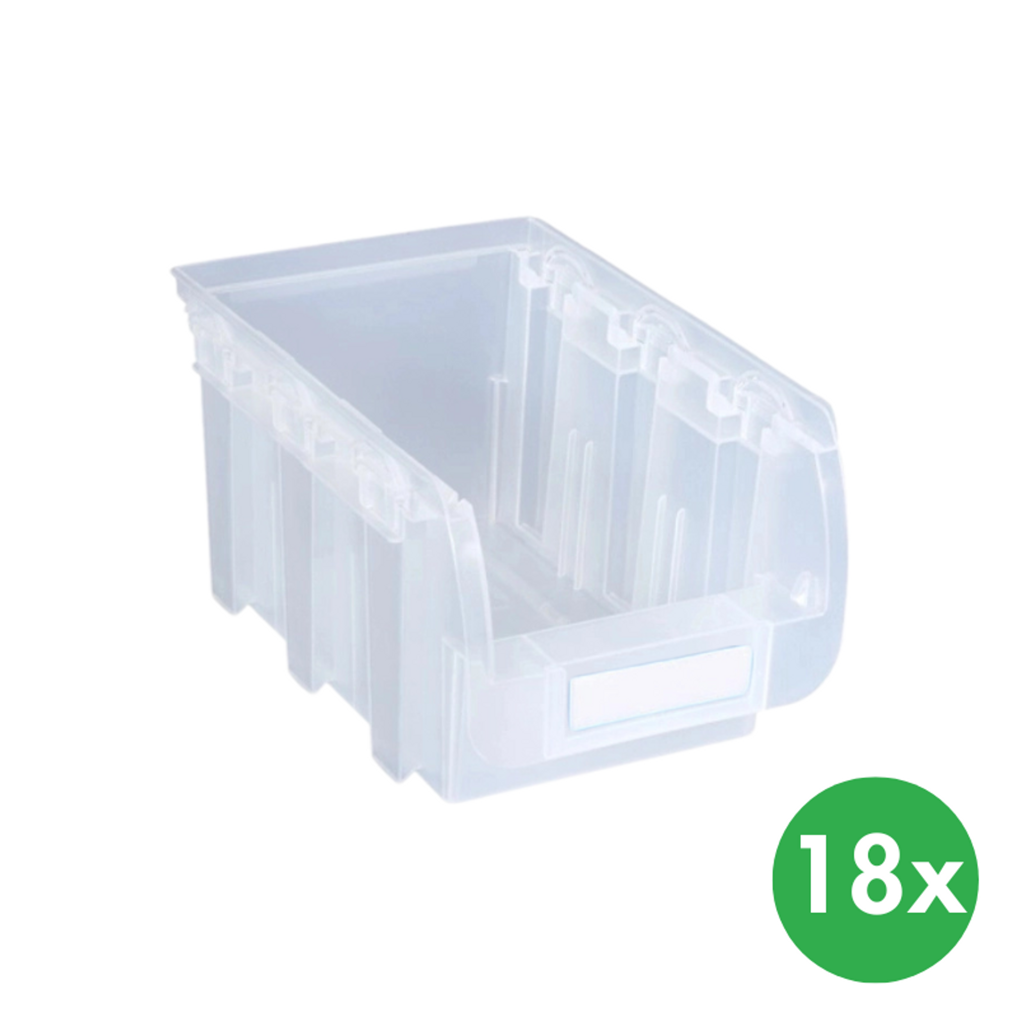 Plastový box COMPACT, 102 x 100 x 60 mm, 18 ks, průhledný