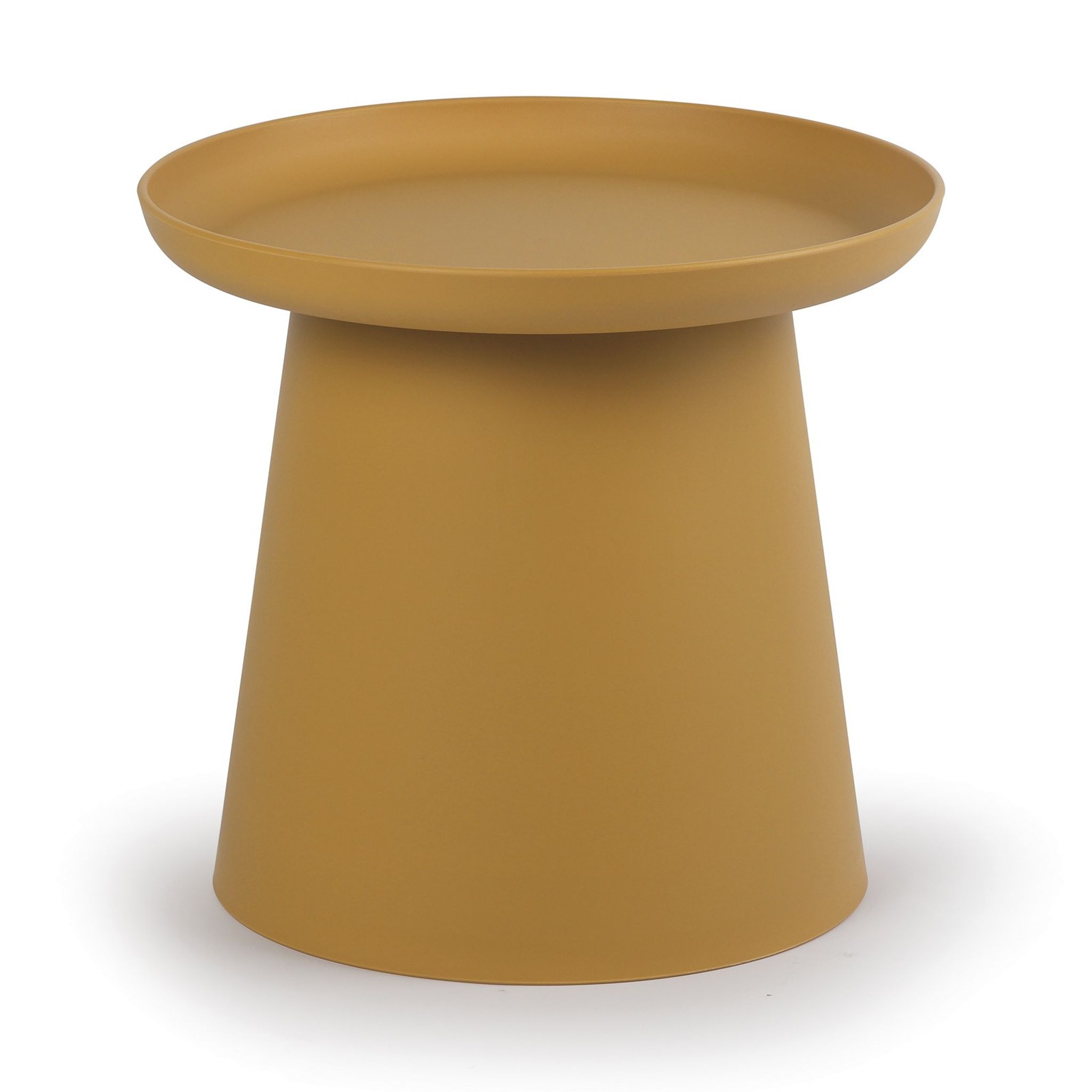 Plastový kávový stolek FUNGO, průměr 50 cm, okrový