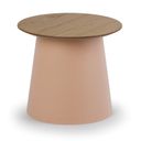 Plastový kávový stolek SETA s dřevěnou deskou, průměr 49 cm, dub/cihlová