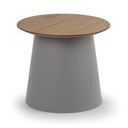 Plastový kávový stolek SETA s dřevěnou deskou, průměr 49 cm, dub/šedá