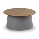 Plastový kávový stolík SETA s drevenou doskou, priemer 690 mm, dub/sivá