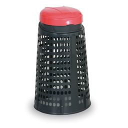 Plastový odpadkový koš na 120 L pytle, černý, červené víko