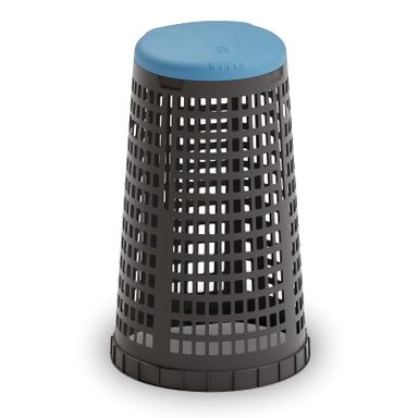 Plastový odpadkový koš na 120 l pytle, černý, modré víko