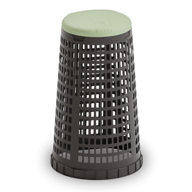 Plastový odpadkový koš na 120 l pytle, černý, zelené víko