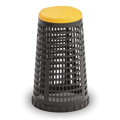 Plastový odpadkový koš na 120 l pytle, černý, žluté víko