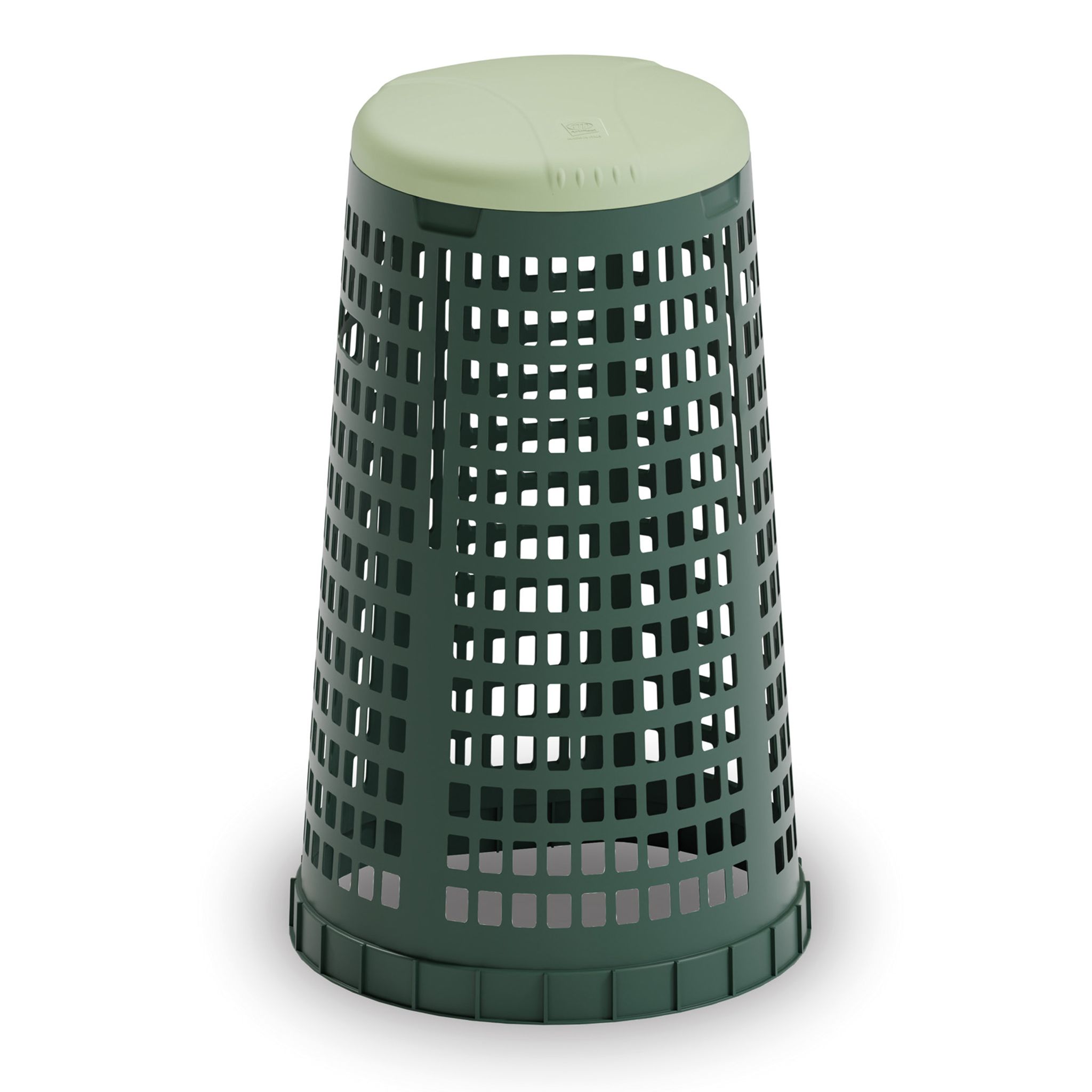 Plastový odpadkový koš na 120 l pytle, zelený, zelené víko