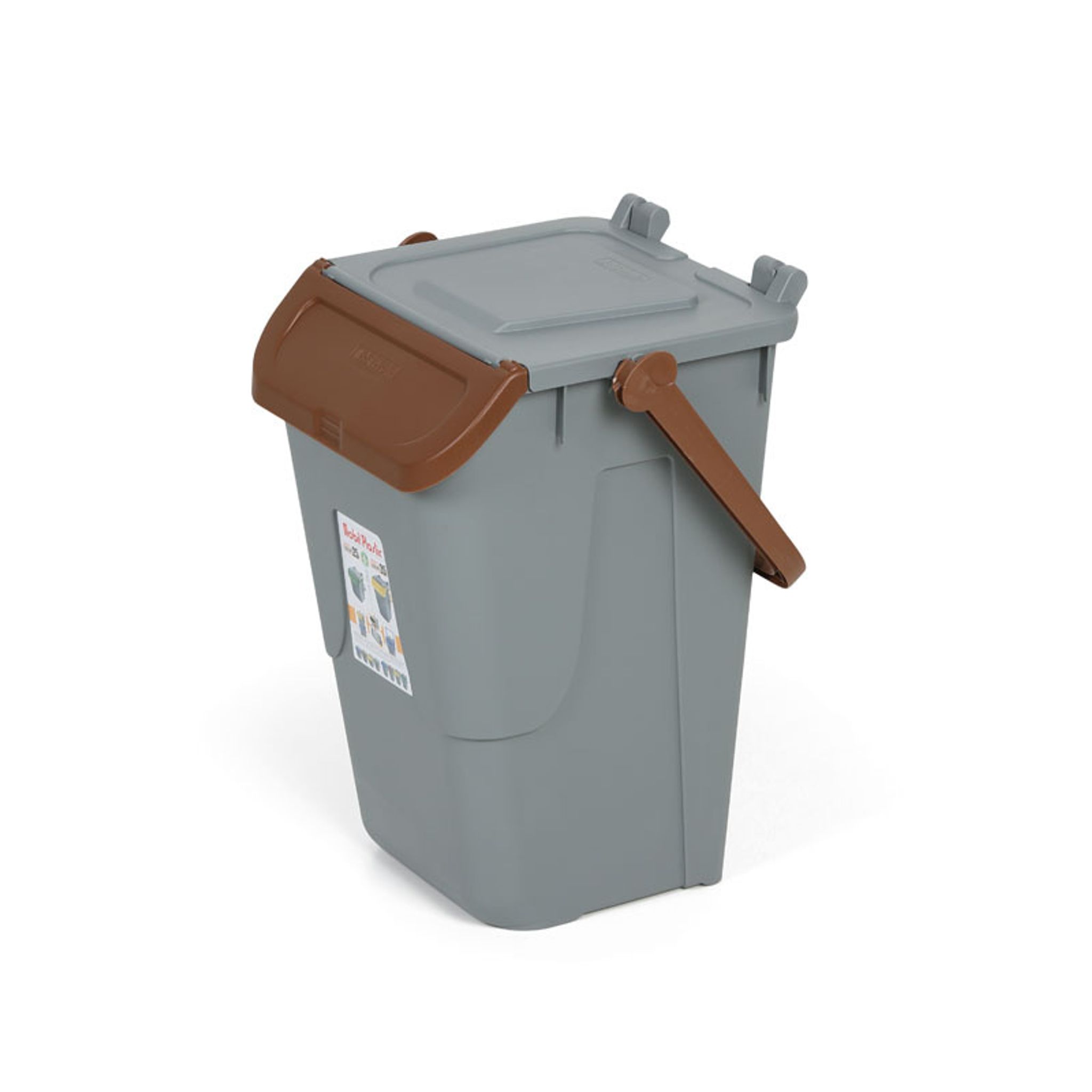 Plastový odpadkový kôš na triedenie odpadu ECOLOGY II, 35 l, sivá/hnedá