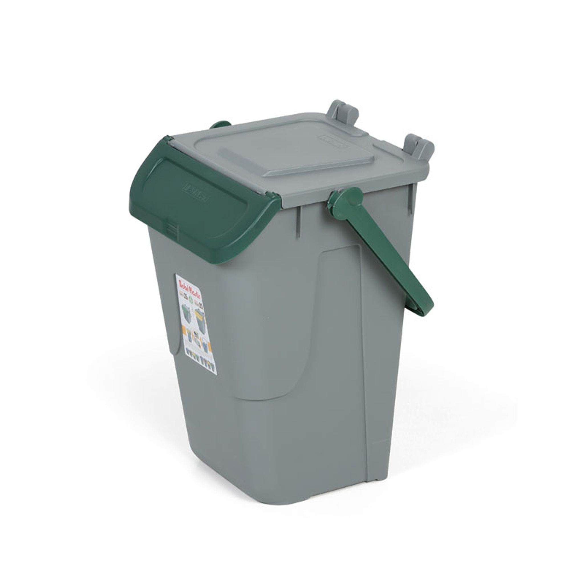 Plastový odpadkový kôš na triedenie odpadu ECOLOGY II, 35 l, sivá/zelená