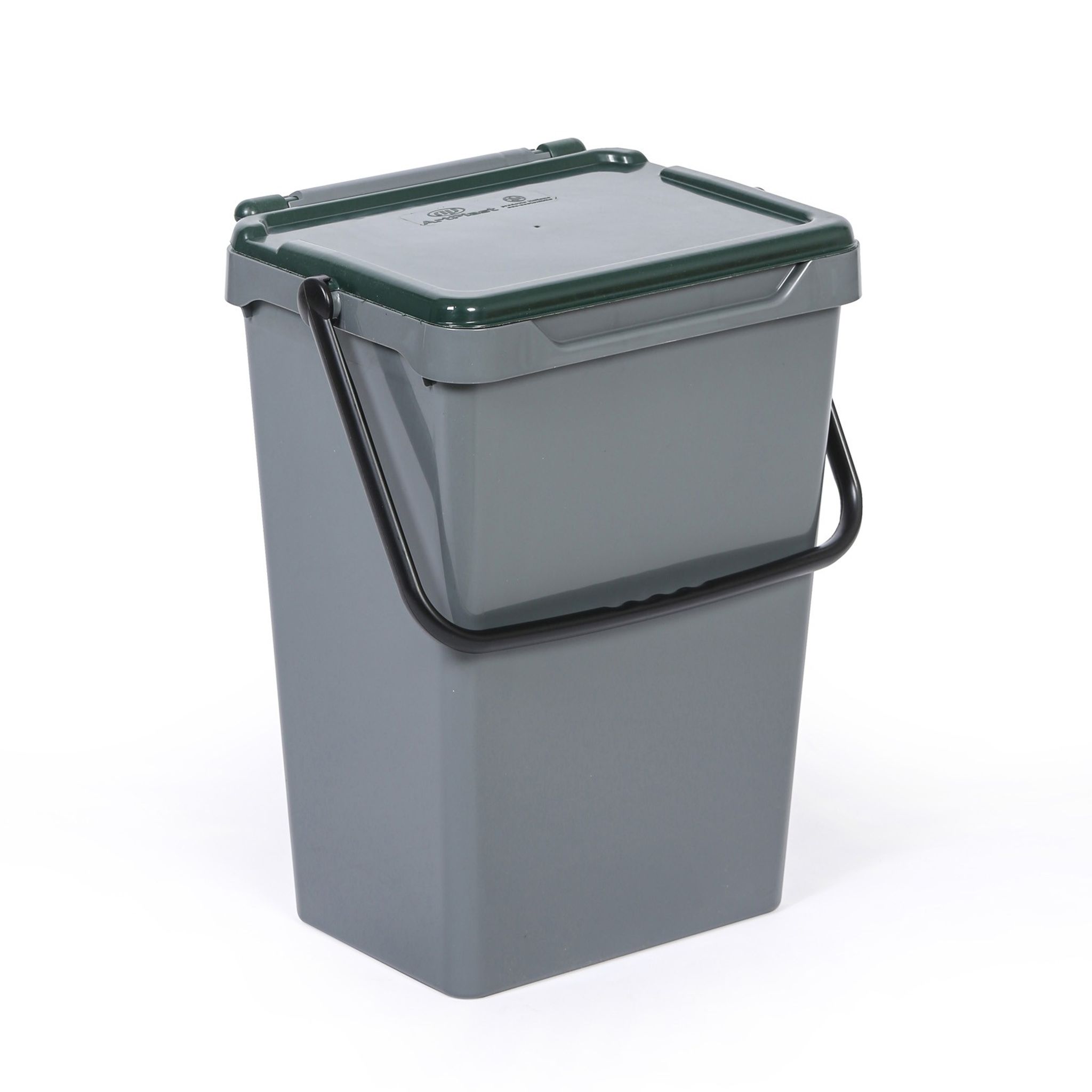 Plastový odpadkový koš pro třídění odpadu, šedá + tmavě zelená, 35 l