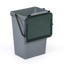Plastový odpadkový koš pro třídění odpadu, šedá + tmavě zelená, 35 l