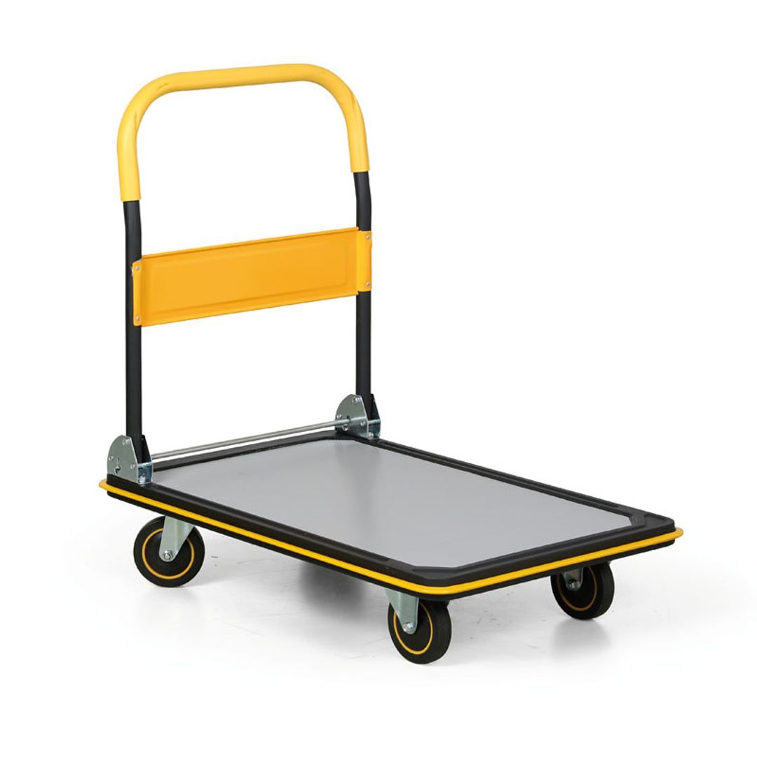 WOLEGM Plattformwagen Klappbar, 300 kg Kapazität, Gepäckwagen mit 4 Rädern, Tragbarer Rollwagen Klappbar für Gepäck, persönlich, Reisen, Umzug und Büro (300kg-Blau