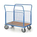 Plattformwagen mit 2 Gitterwänden, 1200 x 800 mm, Tragfähigkeit 200 kg, Rollen 125 mm, grauer Gummi