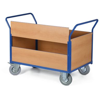 Plattformwagen mit 4 Holzwände, Ladefläche 1000 x 700 mm, 400 kg