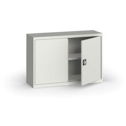 Plechová policová skriňa, 800 x 1200 x 400 mm, 1 polica, sivá / sivá