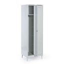 Plechová šatní skříňka S7 na nohách, 2 oddíly, 1920 x 600 x 500 mm, otočný zámek, šedé dveře