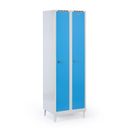 Plechová šatníková skrinka S7 na nohách, 2-dverová, 1920 x 600 x 500 mm, otočný zámok, modré dvere