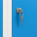 Plechová šatníková skrinka S7 na sokli, 2-dverová, 1800 x 600 x 500 mm, cylindrický zámok, modré dvere