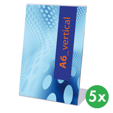 Plexi pultové stojančeky, typ L, A6 na výšku, balenie 5 ks
