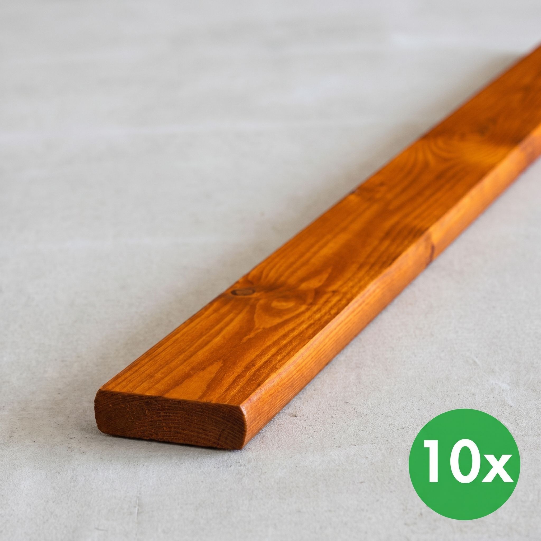 Plotovky, rovné, tmavá lazura, balení 10 ks, 20 x 95 x 1200 mm