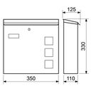 Pocztowa skrzynka na listy, 330 x 350 x 110 mm, nierdzewna