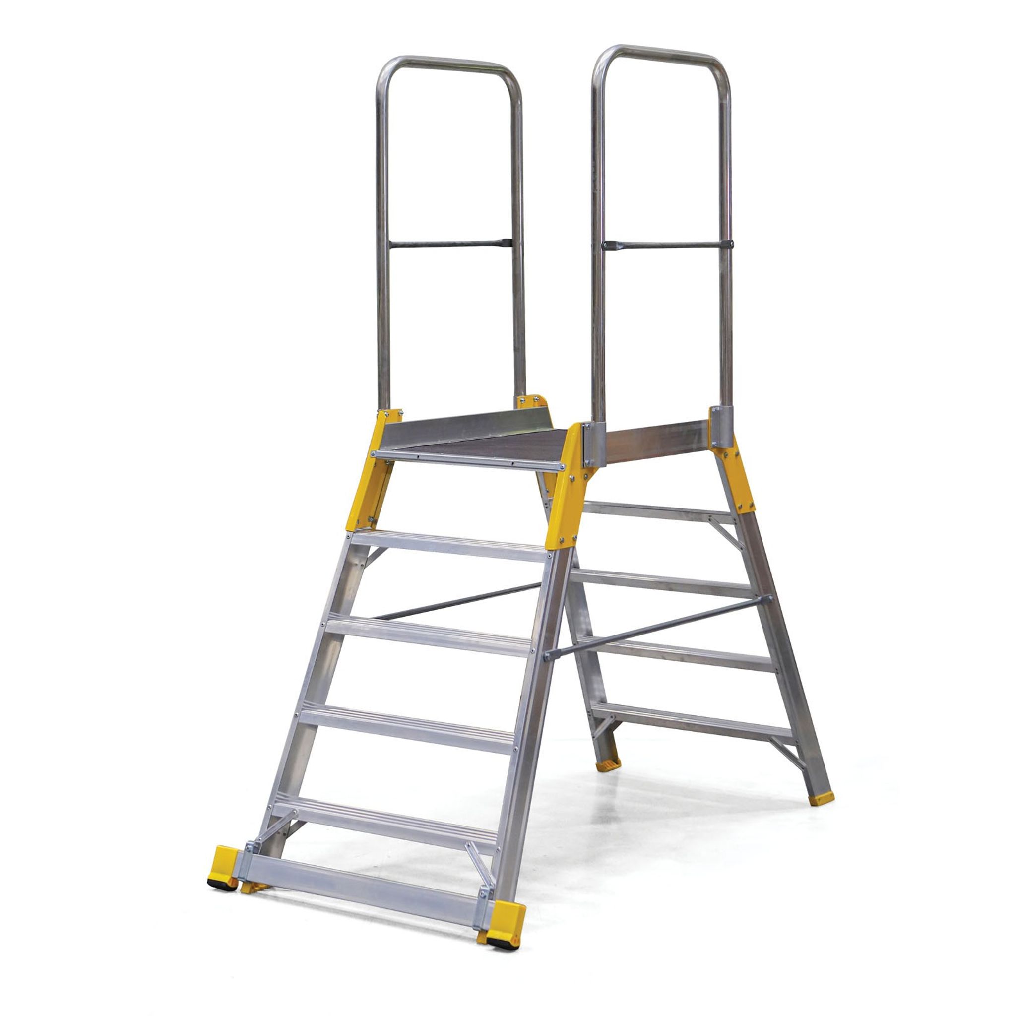 Podestleiter, Aluminium, ALVE FORTE, 2x5 Sprossen, Plattformhöhe 1,04 m