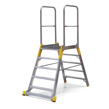 Podestleiter, Aluminium, ALVE FORTE, 2x5 Sprossen, Plattformhöhe 1,04 m
