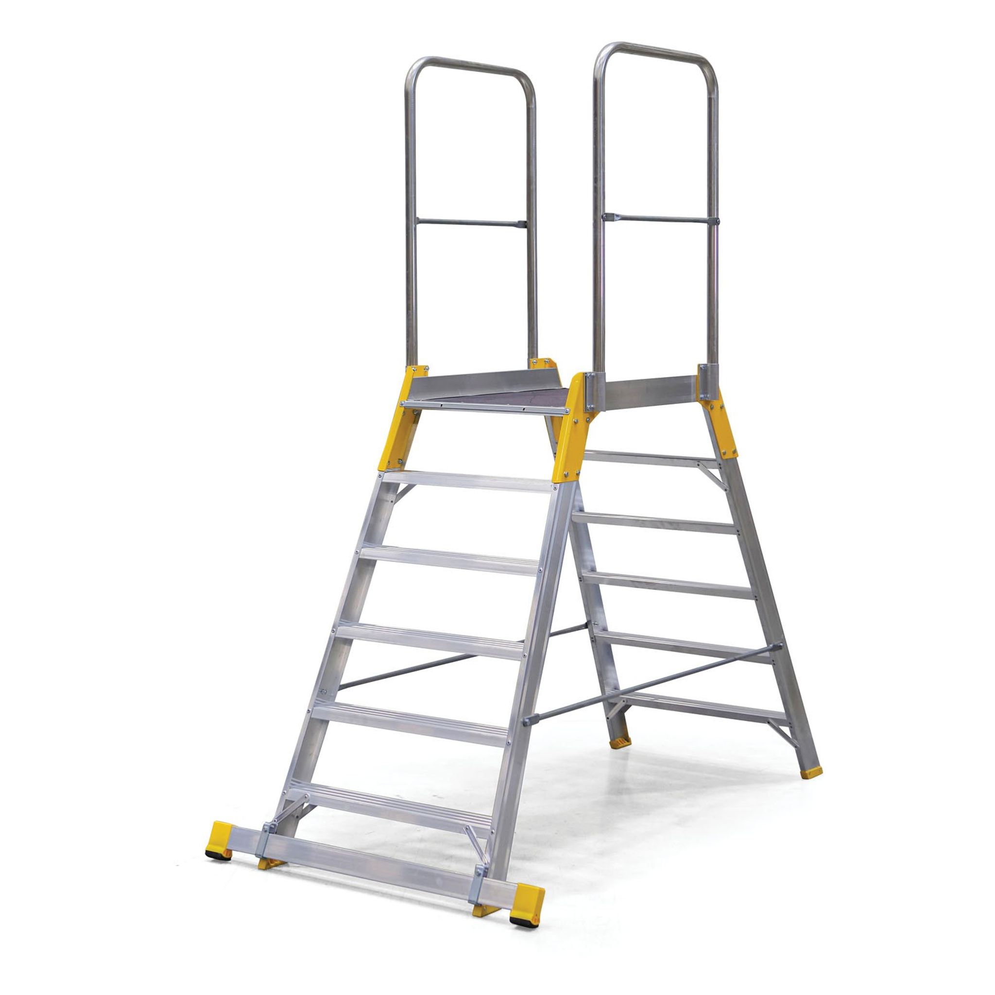 Podestleiter, Aluminium, ALVE FORTE, 2x6 Sprossen, Plattformhöhe 1,26 m