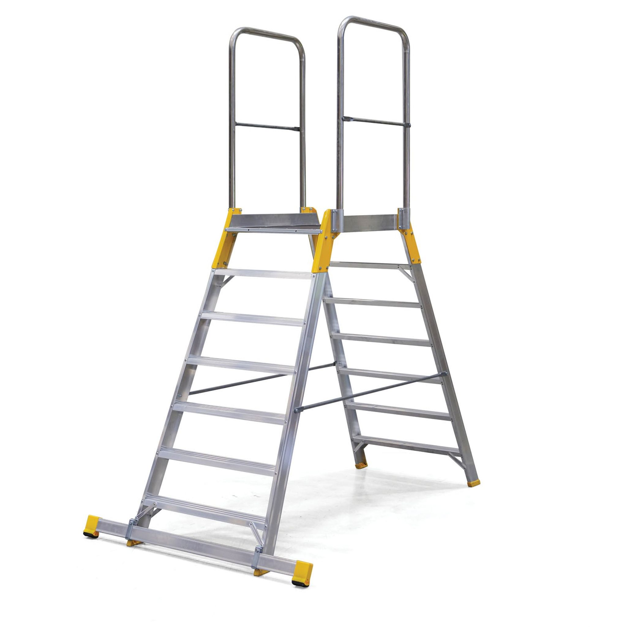 Podestleiter, Aluminium, ALVE FORTE, 2x7 Sprossen, Plattformhöhe 1,47 m